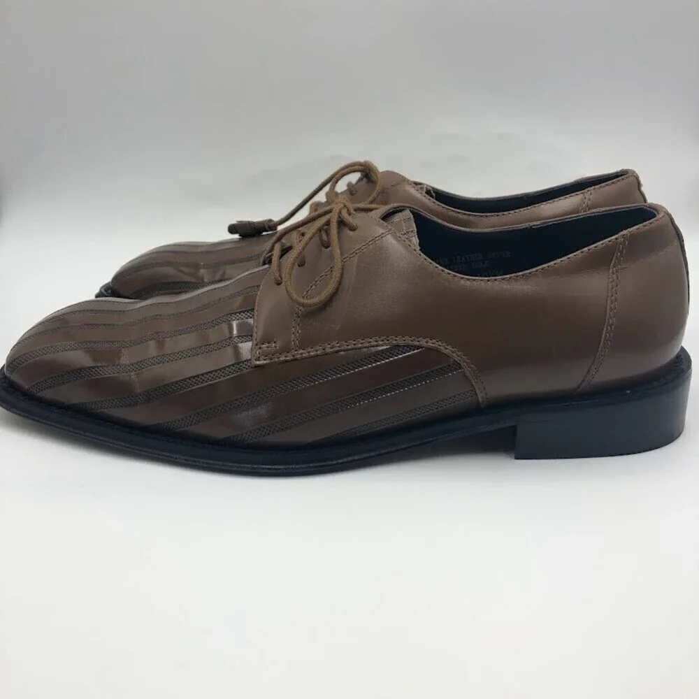 Giorgio Brutini Men’s Brown Leather Square Toe Dress Shoes Lace Up 10.5M Vintage